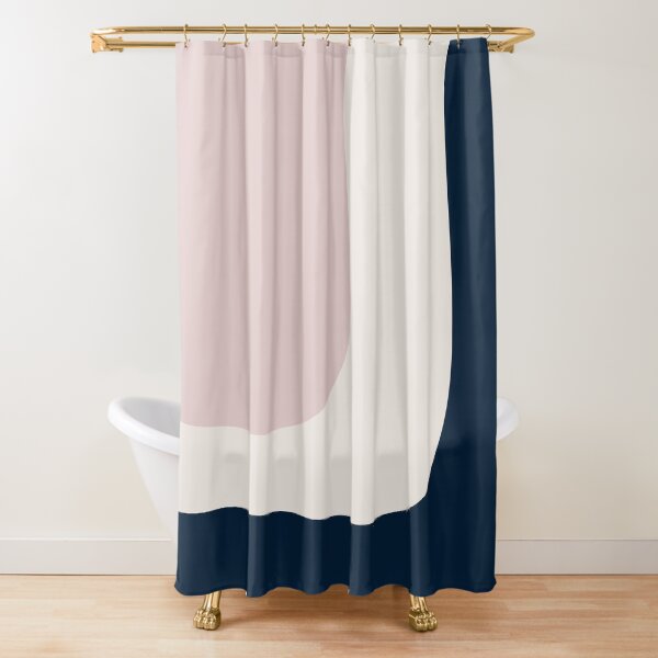 Aperçu de l'œuvre Motif minimaliste triple vague en crème de myrtille rose, crème et bleu marine créée et vendue par kierkegaard.