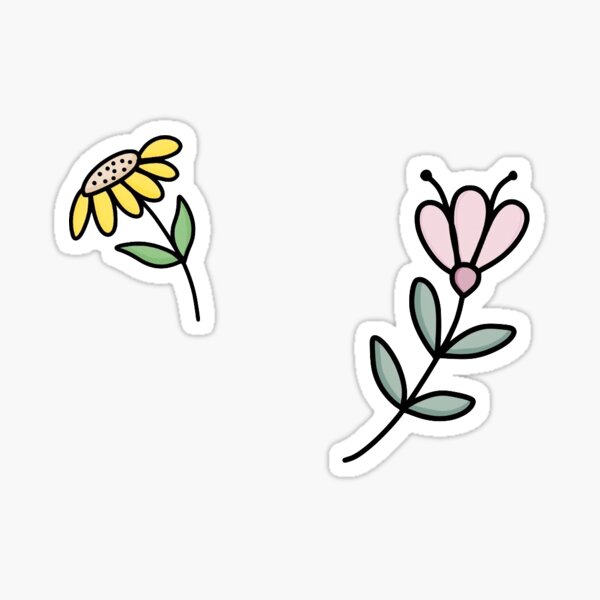 Item preview, Floral Sticker duo, sunflower, botanical designed and sold by laceyykk.