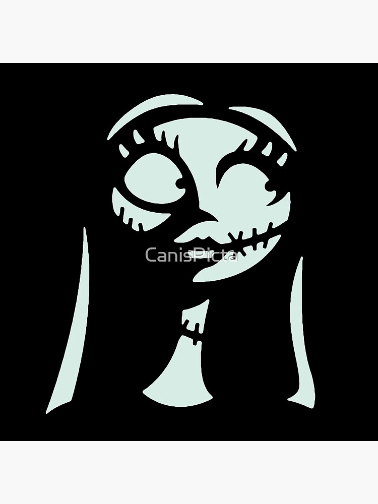 Thumbnail 3 of 3, Sticker, Sally in Blu&Black - Nightmare Before Christmas, Skellington, Pumpkin King, White, Grin, Evil, Halloween, Christmas, Finkelstein designed and sold by CanisPicta.