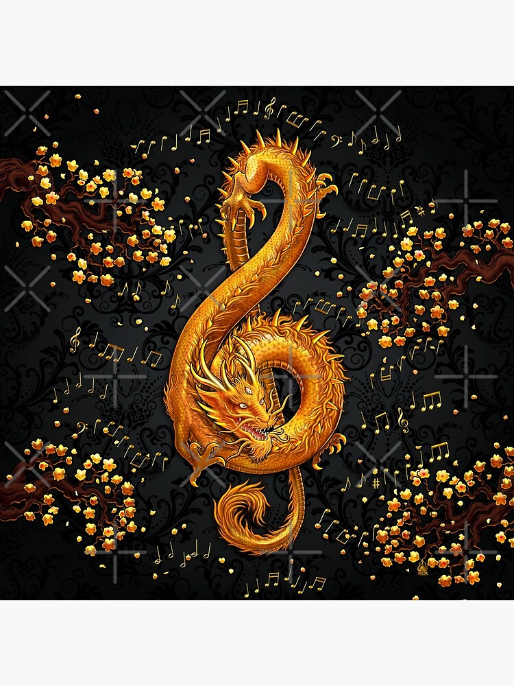 Treble Clef - Music Dragon - Gold Black Art Board Print for Sale by  AbysmInternal