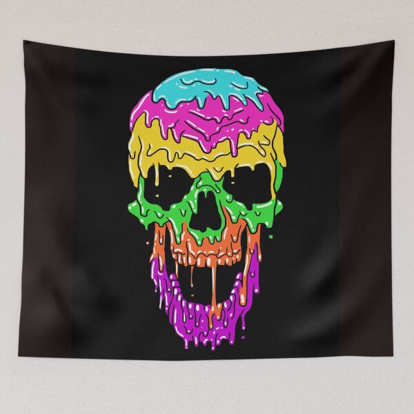 Item preview, Colorful skull on black background designed and sold by philippe souvy.