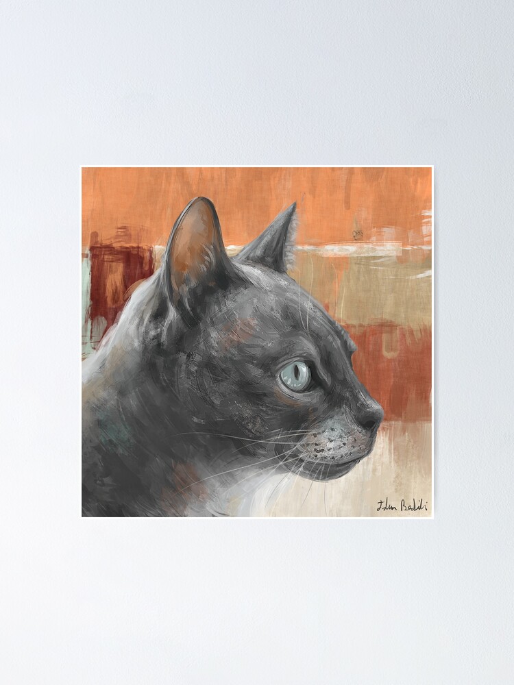 grey cat painting