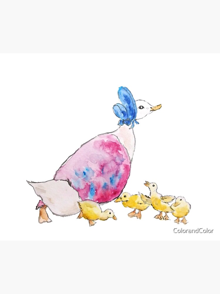 Jemima Puddle Duck and small yellow ducklings Beatrix Potter by ColorandColor