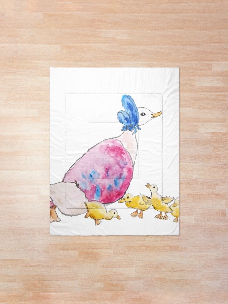 Alternate view of Jemima Puddle Duck and small yellow ducklings Beatrix Potter Comforter
