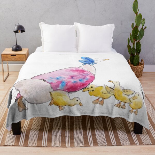 Jemima Puddle Duck and small yellow ducklings Beatrix Potter Throw Blanket