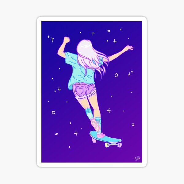 "Skater Girl" Sticker by PinkishB1ue Redbubble