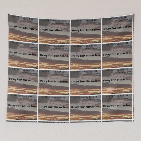Item preview, A view of a beautiful sunset created by a loving God reminding us to pray for miracles with words in black designed and sold by AnnaBBS.