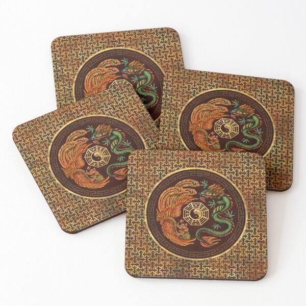 Item preview, Phoenix and Dragon with bagua #1 designed and sold by k9printart.
