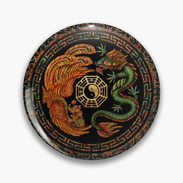 Item preview, Phoenix and Dragon with bagua #2 designed and sold by k9printart.