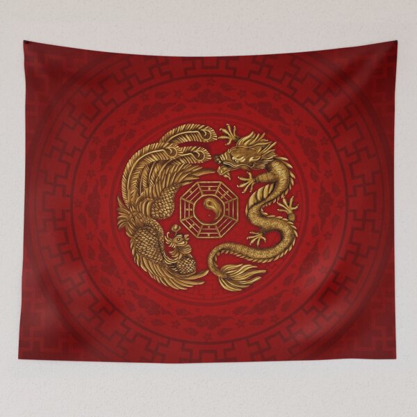Item preview, Phoenix and Dragon with bagua #4 designed and sold by k9printart.