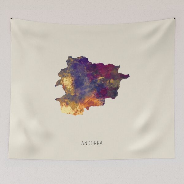 Aperçu de l'œuvre Andorra Watercolor Map créée et vendue par ArtPrints.