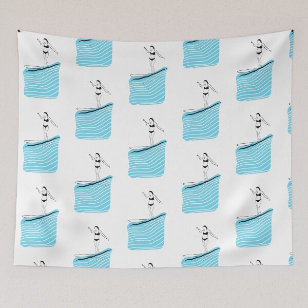 Item preview, Surfing longboarding minimalist design waves  designed and sold by Tropical Blood.