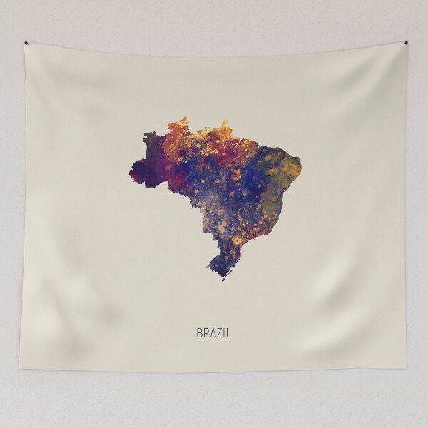 Artikelvorschau, Brazil Watercolor Map entworfen und verkauft von ArtPrints.