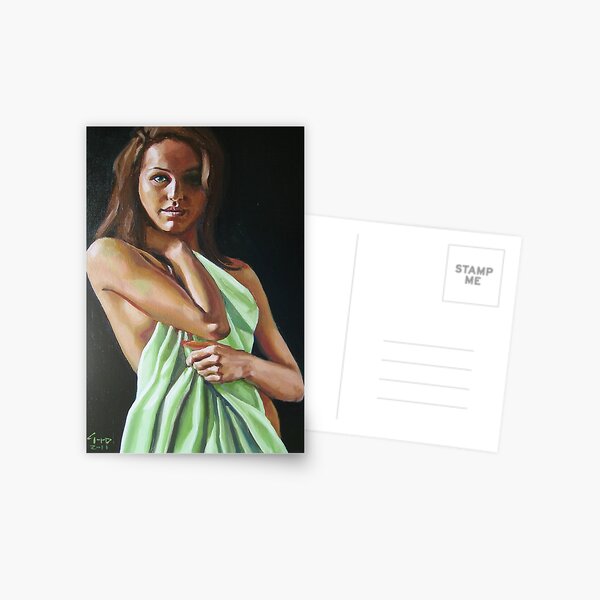 girl with green sheet Postcard