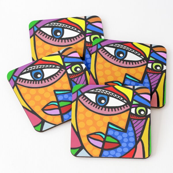 Item preview, Funky Abstract Style Art Face with Dots and Stripes designed and sold by jantulov.