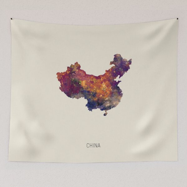 Item preview, China Watercolor Map designed and sold by ArtPrints.