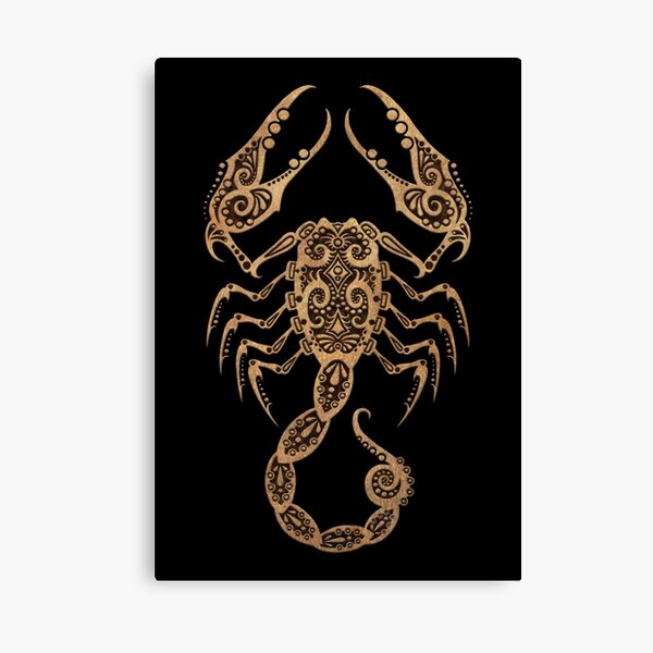 Rustic Scorpio Zodiac Sign on Black Canvas Print