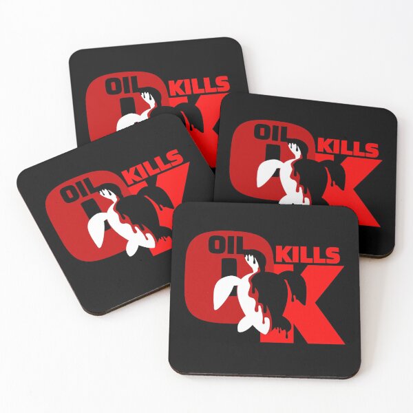 Item preview, Oil kills - save the earth, the seas, the turtles - caption dark shirt designed and sold by Looking Daggers.