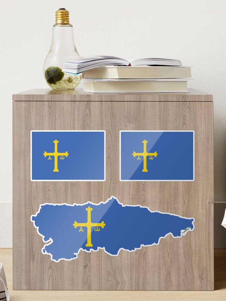 comprar pegatina bandera Asturias y España en Gijón, comprar pegatinas  recuerdo de Asturias, venta recuerdos Asturias