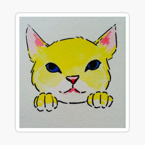 Bright Primary Colors Cat Sticker