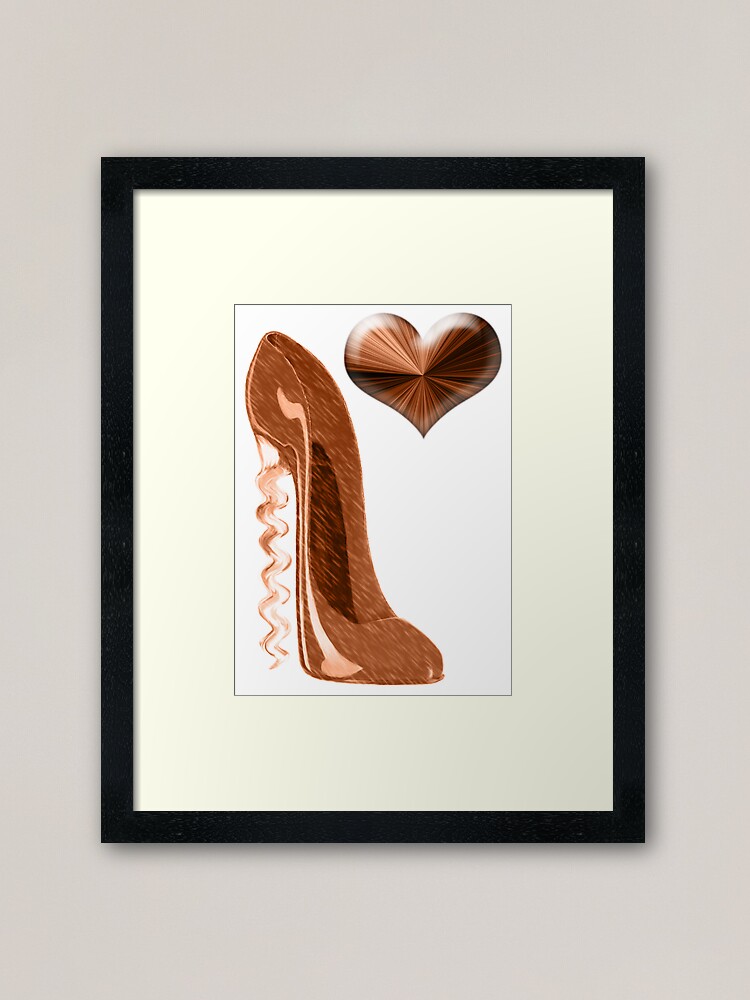 Download Copper Corkscrew Stiletto High Heel Shoe And 3d Heart Framed Art Print By Ckeenart Redbubble