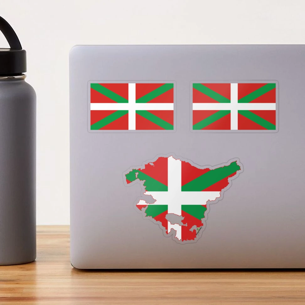 Autocollants Drapeau Pays Basque - Lot De 2 Stickers Vinyle 10x6cm - Résistants Intérieur/extérieur - Pour Voiture, Casque, Vitres