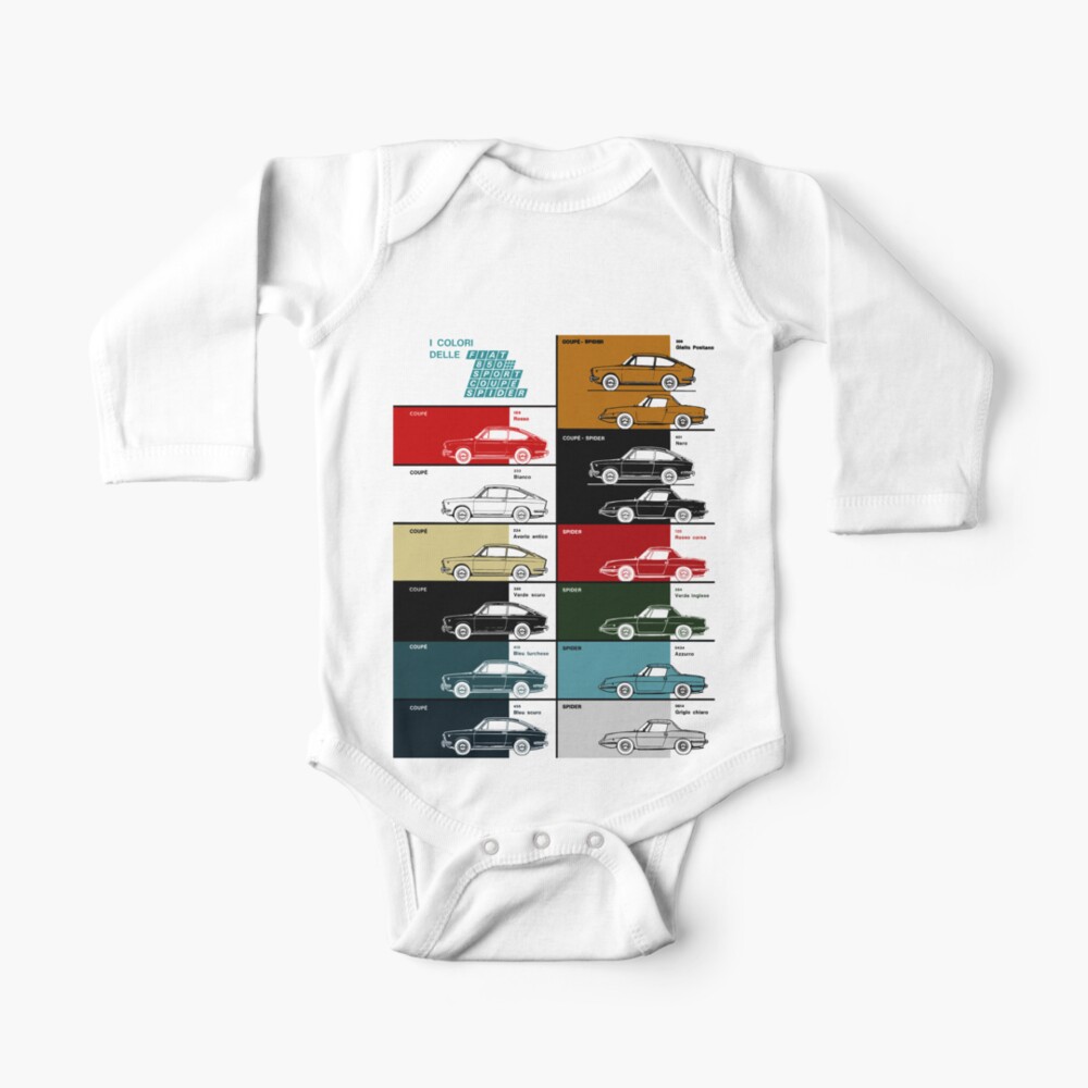 Fiat 850 Sport Coupe Spider Colour Chart Baby One Piece By Throwbackm2 Redbubble