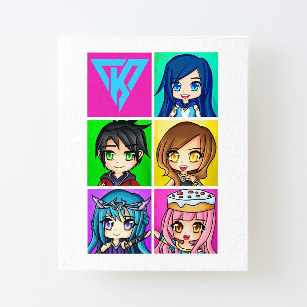 Funneh And The Krew Anime Style Original Artwork High Quality Print Art Board Print By Tubers Redbubble - heres an anime girl with a hat book and smile roblox