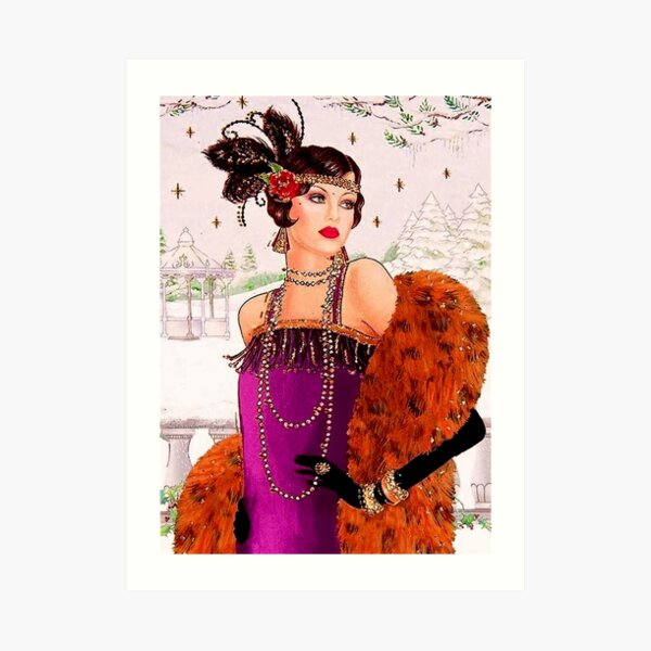 Vintage Illustration 1920s Dress Flapper Art Fashion Illustration 20s Dress Couture Vintage Art Art Deco Print Vintage Deco Print