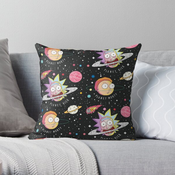 Rick and Morty Planets Throw Pillow