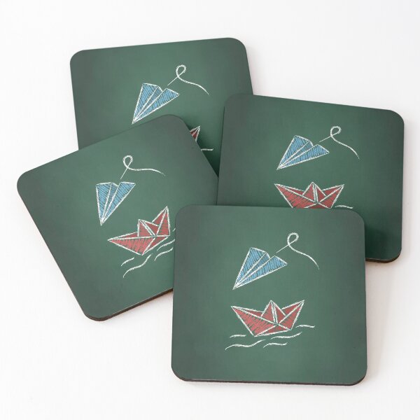 Item preview, Paper boat and plane on blackboard designed and sold by Sarcastic Life.