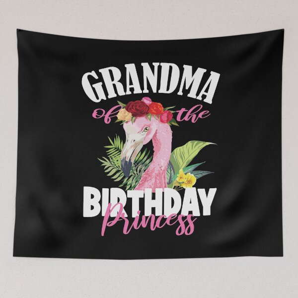 Item preview, Grandma Of The Birthday Princess Floral Flamingo Girls Party graphic designed and sold by Grabitees.