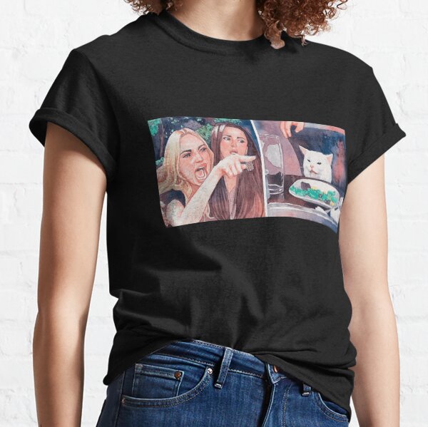Item preview, Funny Cat at Dinner Table Meme designed and sold by quackynaut.