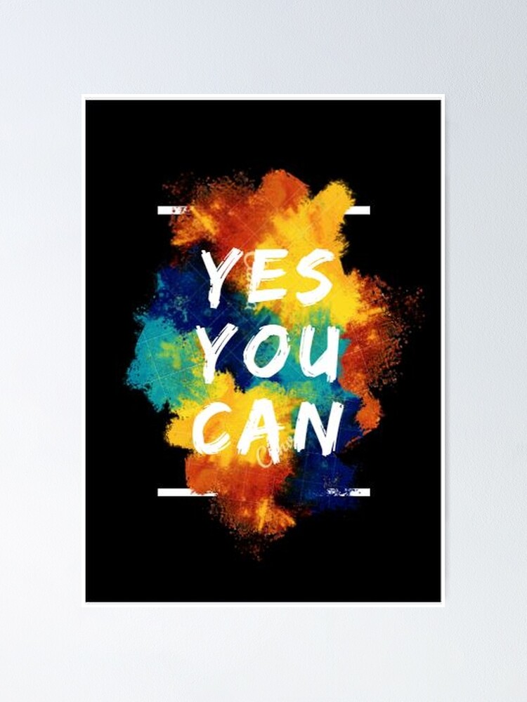 Wall Mural Motivational poster with lettering Yes You Can