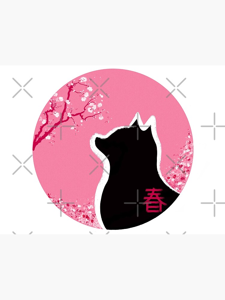Gatito primaveral con flores de cerezo japonés de RolmiArt