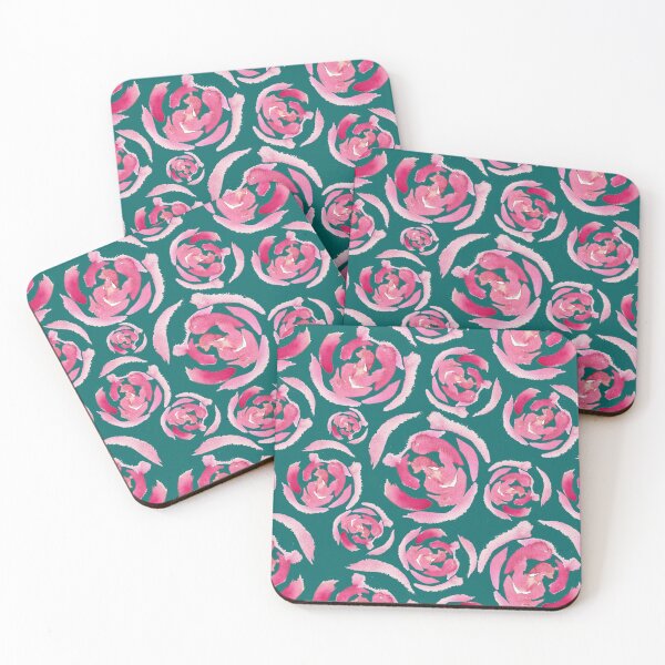Item preview, Watercolour pink roses on turqoise designed and sold by susyrdesign.