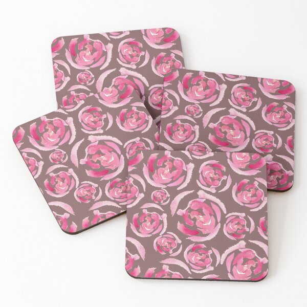 Item preview, Watercolour pink roses on brown-red designed and sold by susyrdesign.