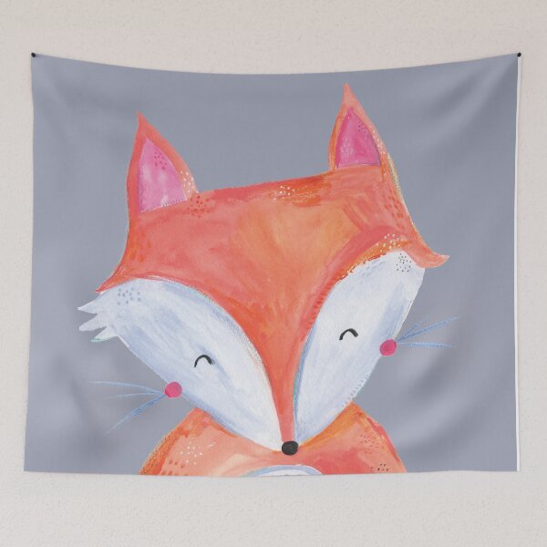 Item preview, Painted woodland fox on grey designed and sold by laura didthis.