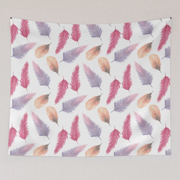 Item preview, Watecolor Feathers Pattern Purple Pink Peach designed and sold by SassAndHoney.