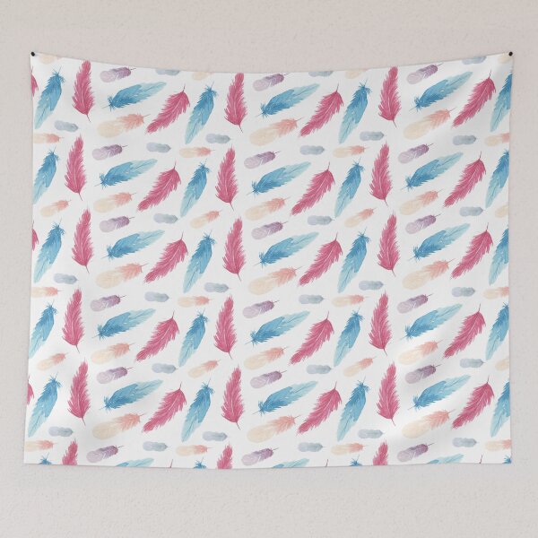 Item preview, Watecolor Feathers Pattern Pink Blue Purple Peach designed and sold by SassAndHoney.