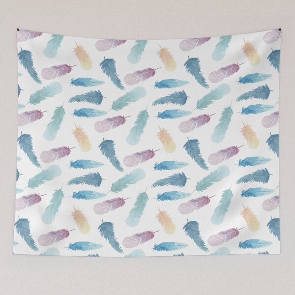 Item preview, Watecolor Feathers Pattern Purple Blue Yellow designed and sold by SassAndHoney.