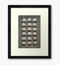 HEART SHELLS ON SAND Framed Print