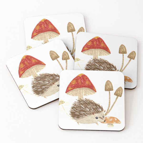 Item preview, hedgehog among mushrooms designed and sold by BiggestYoshi.