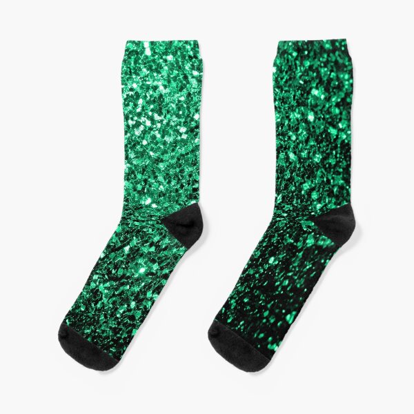Emerald Green faux glitter sparkles Socks