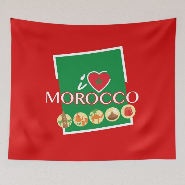 Artikelvorschau, Liebe Marokko, ich liebe Marokko, marokkanische Flagge, Maroc Design entworfen und verkauft von Lighvision.