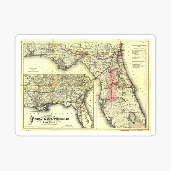 Item preview, Vintage Florida Railroad Map (1882) designed and sold by BravuraMedia.