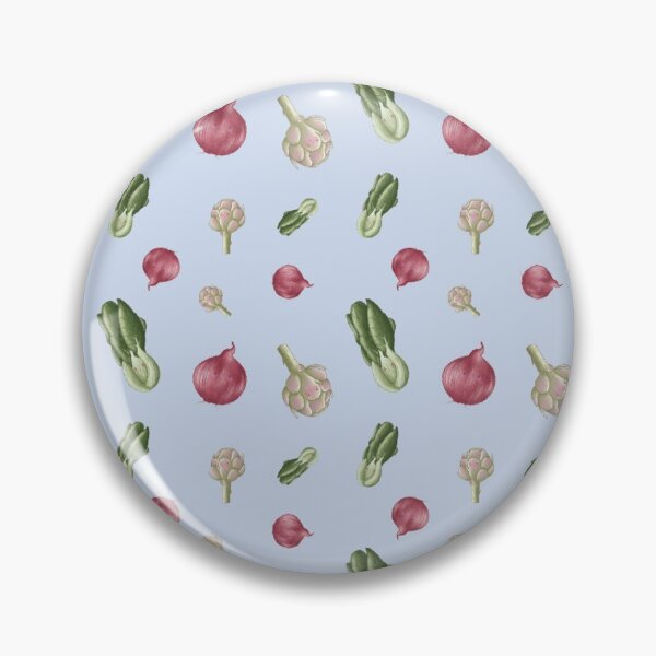 Item preview, Onion, artichoke and bok choy vegtable pattern in blue designed and sold by AliciaBarten.