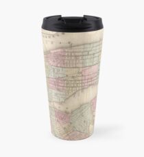 Taza de viaje Vintage Map of NYC and Brooklyn (1882)
