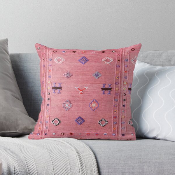 Pink Oriental Traditional Moroccan Style Throw Pillow