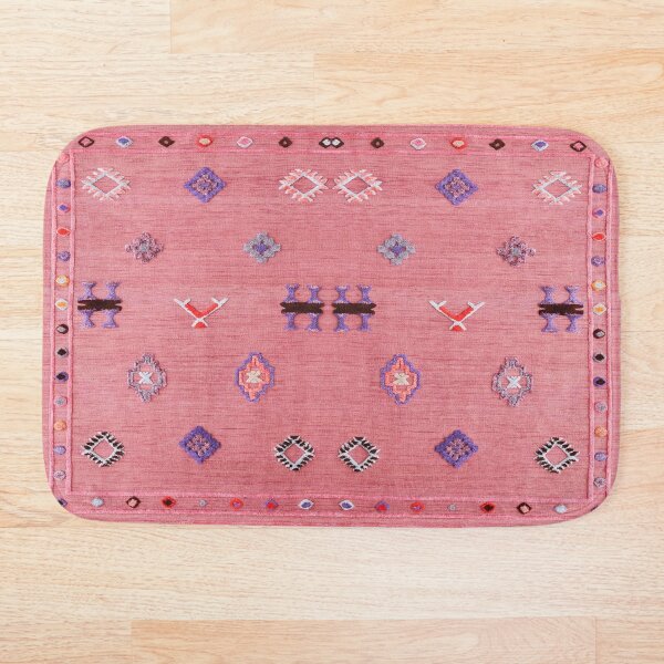 Pink Oriental Traditional Moroccan Style Bath Mat